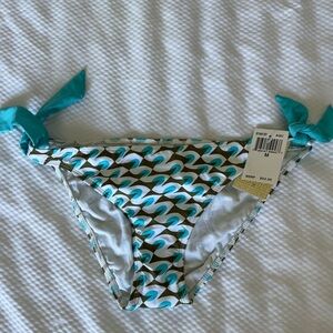 Trina Turk White Turquoise Wave Bikini Bottom